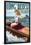 Long Beach Island, New Jersey - Boating Pinup Girl-Lantern Press-Framed Art Print