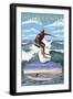 Long Beach Island, New Jersey - Day Surfer with Inset-Lantern Press-Framed Art Print