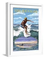 Long Beach Island, New Jersey - Day Surfer with Inset-Lantern Press-Framed Art Print