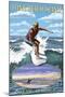 Long Beach Island, New Jersey - Day Surfer with Inset-Lantern Press-Mounted Art Print