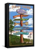 Long Beach Island, New Jersey Destination Sign-Lantern Press-Framed Stretched Canvas