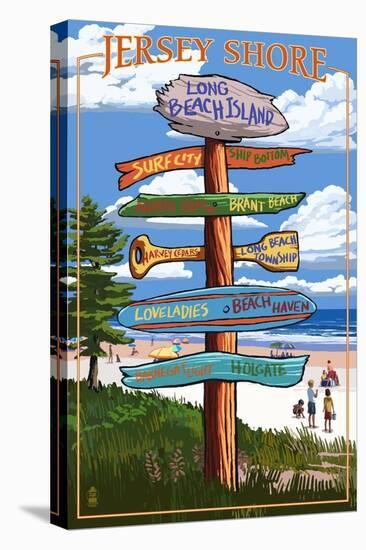 Long Beach Island, New Jersey Destination Sign-Lantern Press-Stretched Canvas