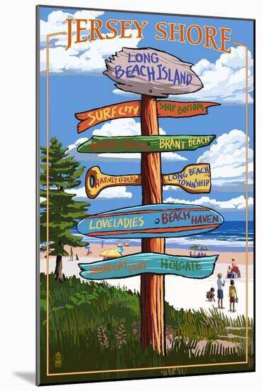 Long Beach Island, New Jersey Destination Sign-Lantern Press-Mounted Art Print