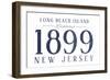 Long Beach Island, New Jersey - Established Date (Blue)-Lantern Press-Framed Art Print