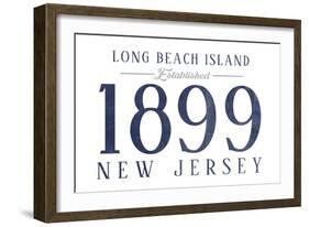 Long Beach Island, New Jersey - Established Date (Blue)-Lantern Press-Framed Art Print