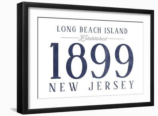 Long Beach Island, New Jersey - Established Date (Blue)-Lantern Press-Framed Art Print