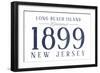 Long Beach Island, New Jersey - Established Date (Blue)-Lantern Press-Framed Art Print