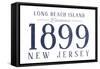 Long Beach Island, New Jersey - Established Date (Blue)-Lantern Press-Framed Stretched Canvas