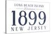 Long Beach Island, New Jersey - Established Date (Blue)-Lantern Press-Stretched Canvas