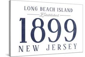 Long Beach Island, New Jersey - Established Date (Blue)-Lantern Press-Stretched Canvas