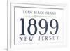 Long Beach Island, New Jersey - Established Date (Blue)-Lantern Press-Framed Art Print