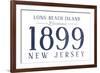 Long Beach Island, New Jersey - Established Date (Blue)-Lantern Press-Framed Art Print