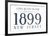 Long Beach Island, New Jersey - Established Date (Blue)-Lantern Press-Framed Art Print