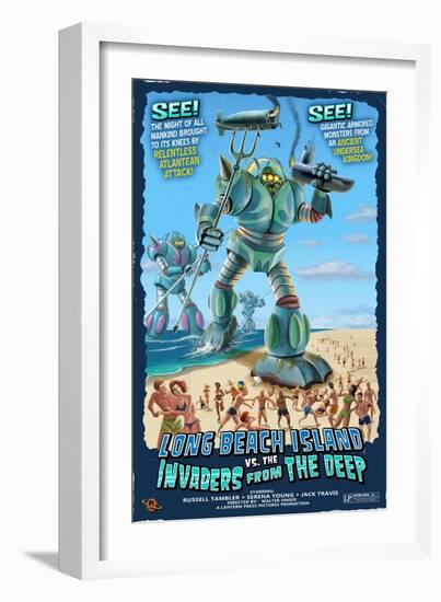 Long Beach Island, New Jersey - Invaders from the Deep-Lantern Press-Framed Art Print