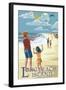 Long Beach Island, New Jersey - Kite Flyers-Lantern Press-Framed Art Print