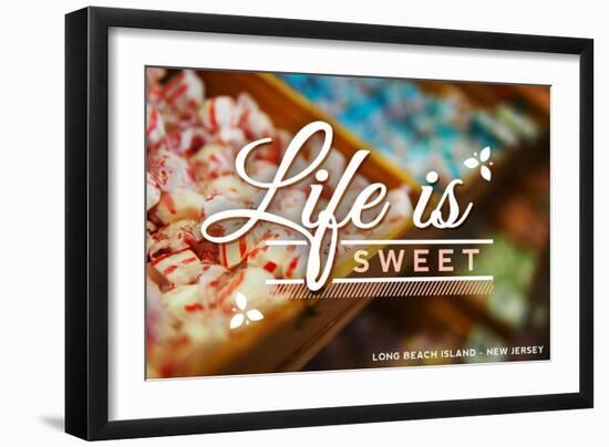 Long Beach Island, New Jersey - Life is Sweet - Rows of Candy-Lantern Press-Framed Art Print