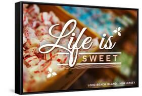 Long Beach Island, New Jersey - Life is Sweet - Rows of Candy-Lantern Press-Framed Stretched Canvas