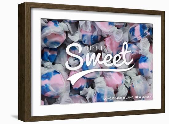 Long Beach Island, New Jersey - Life is Sweet - Taffy Collage Sentiment-Lantern Press-Framed Art Print