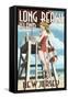 Long Beach Island, New Jersey - Lifeguard Pinup Girl-Lantern Press-Framed Stretched Canvas