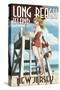 Long Beach Island, New Jersey - Lifeguard Pinup Girl-Lantern Press-Stretched Canvas