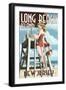 Long Beach Island, New Jersey - Lifeguard Pinup Girl-Lantern Press-Framed Art Print