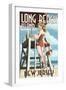 Long Beach Island, New Jersey - Lifeguard Pinup Girl-Lantern Press-Framed Art Print