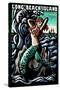 Long Beach Island, New Jersey - Mermaid Scratchboard-Lantern Press-Stretched Canvas