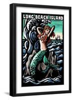 Long Beach Island, New Jersey - Mermaid Scratchboard-Lantern Press-Framed Art Print