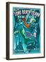 Long Beach Island, New Jersey - Mermaids Vintage Sign-Lantern Press-Framed Art Print