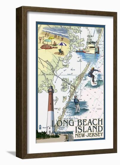 Long Beach Island, New Jersey - Nautical Chart-Lantern Press-Framed Art Print