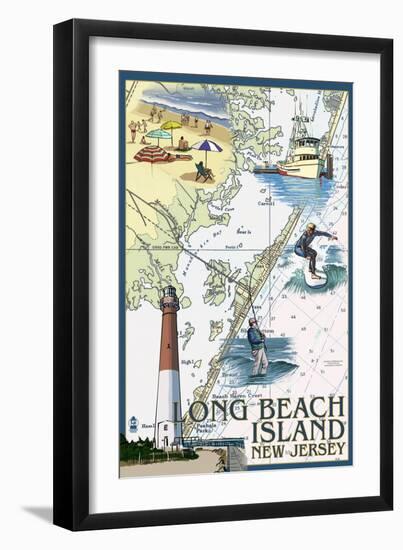Long Beach Island, New Jersey - Nautical Chart-Lantern Press-Framed Art Print