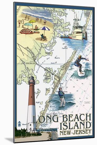 Long Beach Island, New Jersey - Nautical Chart-Lantern Press-Mounted Art Print