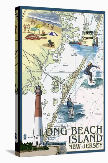 Long Beach Island, New Jersey - Nautical Chart-Lantern Press-Stretched Canvas