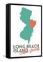 Long Beach Island, New Jersey - Orange and Teal - Heart Design-Lantern Press-Framed Stretched Canvas