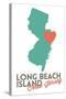 Long Beach Island, New Jersey - Orange and Teal - Heart Design-Lantern Press-Stretched Canvas