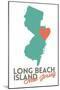 Long Beach Island, New Jersey - Orange and Teal - Heart Design-Lantern Press-Mounted Art Print