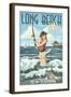 Long Beach Island, New Jersey - Pinup Girl Fishing-Lantern Press-Framed Art Print