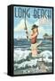 Long Beach Island, New Jersey - Pinup Girl Fishing-Lantern Press-Framed Stretched Canvas