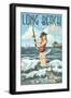 Long Beach Island, New Jersey - Pinup Girl Fishing-Lantern Press-Framed Art Print