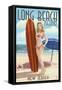Long Beach Island, New Jersey - Pinup Surfer Girl-Lantern Press-Framed Stretched Canvas