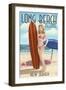 Long Beach Island, New Jersey - Pinup Surfer Girl-Lantern Press-Framed Art Print