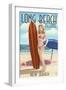 Long Beach Island, New Jersey - Pinup Surfer Girl-Lantern Press-Framed Art Print