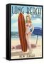 Long Beach Island, New Jersey - Pinup Surfer Girl-Lantern Press-Framed Stretched Canvas