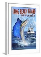 Long Beach Island, New Jersey - Sailfish Deep Sea Fishing-Lantern Press-Framed Art Print