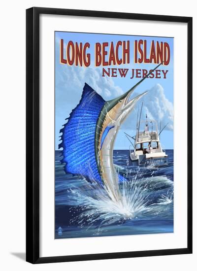 Long Beach Island, New Jersey - Sailfish Deep Sea Fishing-Lantern Press-Framed Art Print