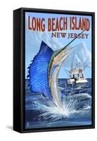 Long Beach Island, New Jersey - Sailfish Deep Sea Fishing-Lantern Press-Framed Stretched Canvas