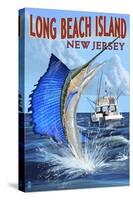 Long Beach Island, New Jersey - Sailfish Deep Sea Fishing-Lantern Press-Stretched Canvas