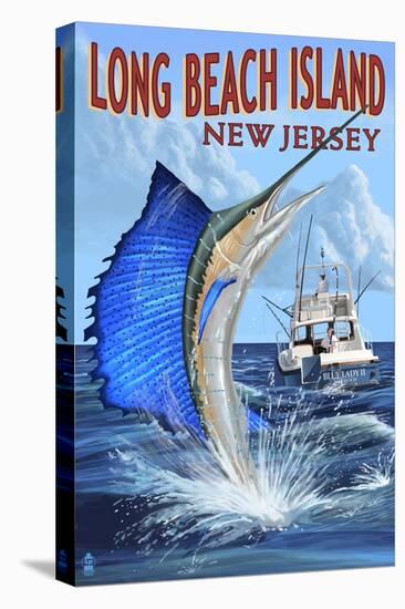 Long Beach Island, New Jersey - Sailfish Deep Sea Fishing-Lantern Press-Stretched Canvas