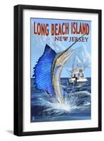 Long Beach Island, New Jersey - Sailfish Deep Sea Fishing-Lantern Press-Framed Art Print