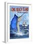 Long Beach Island, New Jersey - Sailfish Deep Sea Fishing-Lantern Press-Framed Art Print